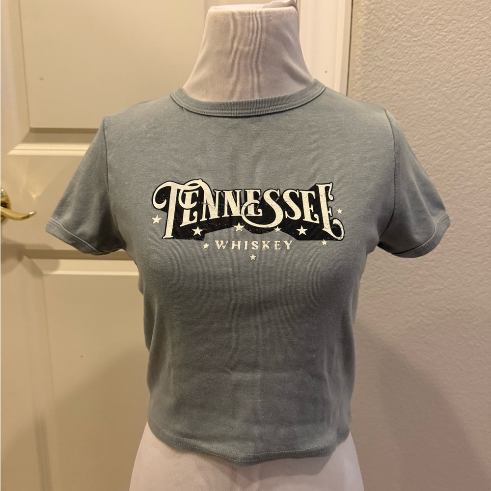 Charlotte Russe Gray Tennessee Whiskey Crop Top